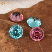 Saphir cultivé en laboratoire certifié GRC Goldleafgems, pierre ronde colorée, vente en gros, fabrication de bijoux, fourniture de bijoux sur mesure