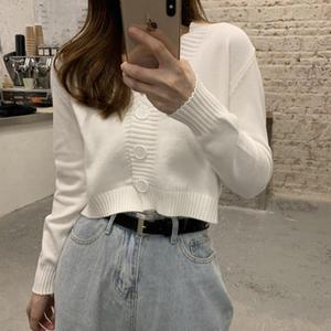 Autumn and Winter New Fashion Short High Waist Long Sleeve Collar Knitted Cardigan Style Sweater Coat Women - Product Image 3