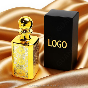 Nouveau Original arabe vide carré luxe bouteille de parfum en verre <span class=keywords><strong>500ml</strong></span> grand affichage bouteilles de parfum bouchon en or avec gravure Uv - Product Image 1
