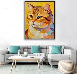 Splendido Quadro Moderno con Gatto, Pittura a Olio su Tela Fai da Te con Numeri, Pigmenti Arida per Decorazioni Murali e Arte Domestica - Product Image 2