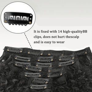 ต่อผมแบบคลิปหนีบ 7 ชิ้น ทรงผมลอนคลื่นแบบยุโรปอเมริกัน ทำจากเส้นใยทนความร้อนสูง สีดำ ผมยาวเป็นลอน สำหรับผู้หญิง - Product Image 4