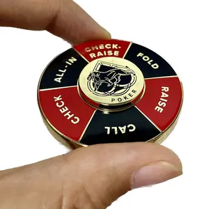 New Arrival Quà Tặng Vàng Kim Loại Quay Casino Poker Chip Tùy Chỉnh Men Logo Lưu Niệm Xoay Kim Loại Poker Chip