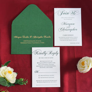 新着グリーン活版デボス手作りコットンペーパーカスタム結婚式招待カード結婚式結婚 - Product Image 3