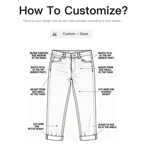 <span class=keywords><strong>Jeans</strong></span> Masculino YOUNGMAO Personalizado OEM de Alta Gramatura com Efeito Desbotado pelo Sol Lavagem Monkey Wash Vários Bolsos Bordado de Diamante e Rasgos Cor Sólida - Product Image 3