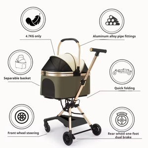 Poussette pour animaux de compagnie à 4 roues durable pour grands chiens, pliable, tout-terrain, légère, transporteur pour chats, poussette portable pour animaux - Product Image 4