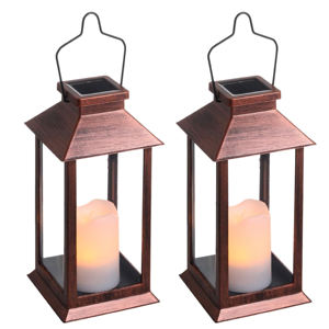 Farol Rústico de Cobre con Paneles de Vidrio y Vela, Iluminación Decorativa Vintage para Hogar, Jardín, Bodas y Ambiente Festivo - Product Image 2