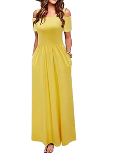 Vestido Casual Elegante 2025 con Estampado Floral, Cintura Elástica, Corte Recto, Manga Corta, Cuello Redondo, Teñido Liso y Transpirable - Product Image 1