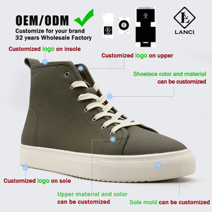 Lanci OEM Factory Manufacture Full Customize Suede Genuine Leather Comfortable <strong>Sneakers</strong> <strong>High</strong> Top Running Walking <strong>Sneakers</strong> - Product Image 2