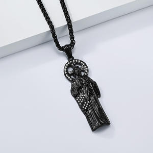 St. Jude Necklace <b>Titanium</b> Steel Gold Plated Religious Pendant Unisex Jewelry - Product Image 4