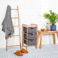 Boîtes de rangement à 3 niveaux Panier à linge Étagère en bambou Bac de rangement Étagères Panier de rangement