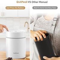 Pot de stockage de café en acier inoxydable durable pour grains de café, 0,75 L (10,58 oz), avec cuillère à café, blanc pur, système de vide automatique intelligent