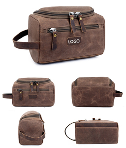 Wholesale Custom Logo <strong>Cosmetic</strong> Men Vintage Canvas Cotton Makeup Travel <strong>Cosmetic</strong> Toiletry Zipper <strong>Bag</strong> Customized - Product Image 2