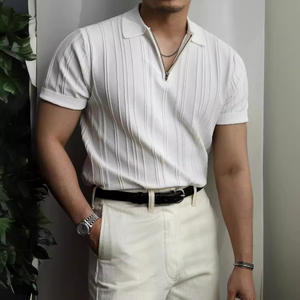 เสื้อถักสไตล์อเมริกันเรโทร แขนสั้น/ไม่มีแขน ทรงหลวม คอปกพับได้ ผ้าวอร์สเต็ด สำหรับผู้ชาย ใส่สบายๆ ในฤดูร้อน สไตล์โกธิค - Product Image 3