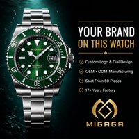 Montre de plongée à marque privée, sportive, NH35, classique, logo personnalisé, étanche 200 m, acier inoxydable de haute qualité, montre mécanique de plongée