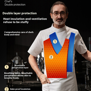 Camisa de Chef Profesional Unisex de una Sola Pieza, Conjuntos Completos de Uniformes de Cocina, Tela Tejida de Poliéster/Algodón, para Hotel y <span class=keywords><strong>Restaurante</strong></span> - Product Image 2