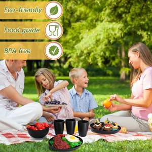 Juego de <span class=keywords><strong>Vajilla</strong></span> Desechable de Plástico Resistente de 20 Piezas, Tazones y Vasos, Apto para <span class=keywords><strong>Microondas</strong></span>, Moderno y Minimalista, en Oferta - Product Image 2