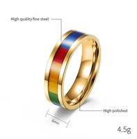 Nouveau design de mode arc-en-ciel anneau hommes femmes en acier inoxydable Gaypride lesbienne Lgbt bijoux anneaux