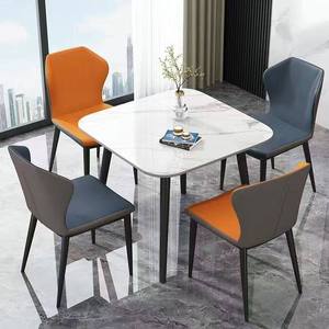 Table et chaises de salle à manger en dalle de roche de luxe léger, combinaison compacte, table carrée moderne et simple pour <span class=keywords><strong>restaurant</strong></span> - Product Image 2