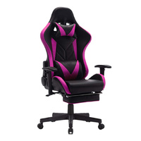 Chaise de bureau ergonomique pas chère à dossier haut rose, chaise de jeu inclinable personnalisée, chaise de jeu pour ordinateur avec repose-pieds