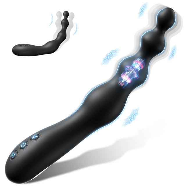 Premium Silicone 10 VIbration Modes Pull Beads Anal Plug Wand Vibrator Male Prostate Massager Anal Beads Plug G Spot Sex Toys