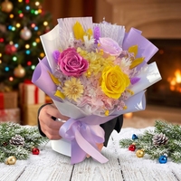 Coffret Cadeau Luxueux de Bouquet de Roses Éternelles Faites à la Main - Cadeau Exquis et Durable pour la Saint-Valentin, Noël, Nouvel An