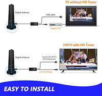 Antena de TV Digital HD ANTUKO, Decodificador DVB-T, Base Magnética Interior, 25 DBi