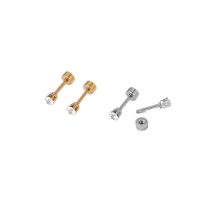 Pendientes de circonita blanca de 6 mm, acero inoxidable, joyería fina minimalista, unisex, para uso diario, chapados en oro, con engaste de garra. - Product Image 1
