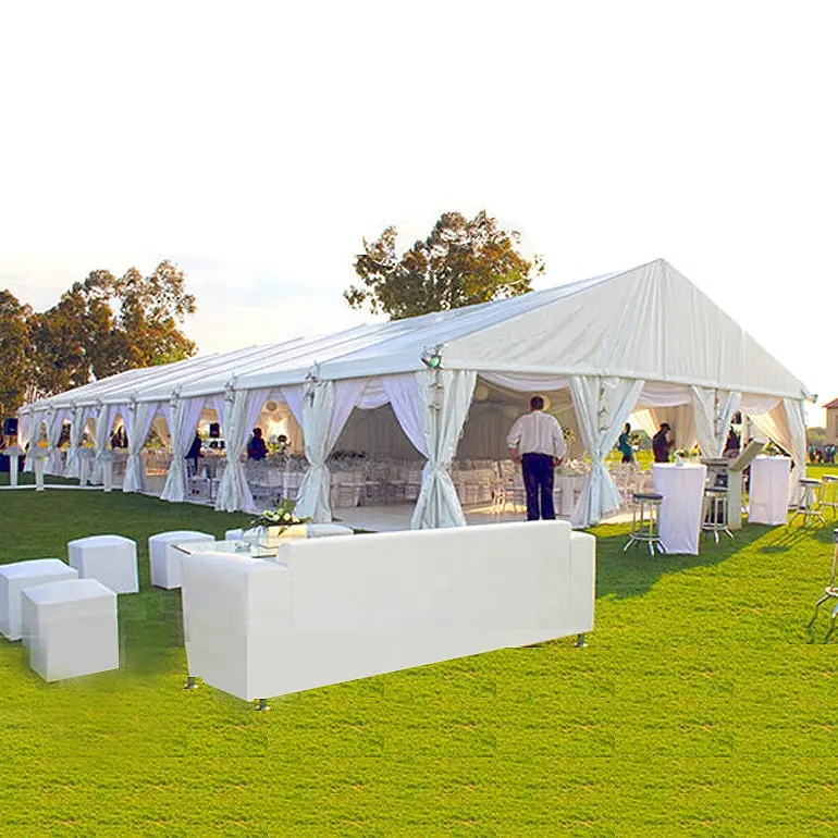 Grande tente de réception de luxe Tente d'extérieur Tente de restaurant à structure en aluminium Chapiteau mural en verre pour événements