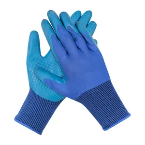 Высокоэластичные Полиэстеровые трикотажные резиновые защитные перчатки с пальмовым покрытием, Мягкие Рабочие перчатки для промышленных работ