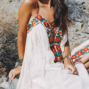 Robes longues maxi bohèmes pour femmes, été, broderie, sexy, jupe en dentelle, vêtements de plage hippie, robe de fête STb-0462 - Product Image 6