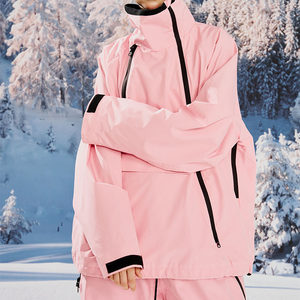 Women's <strong>Pink</strong> Windproof Waterproof Hoodie <strong>Ski</strong> <strong>Jacket</strong> - Plus Size Snowboard Gear for Mountain Skiing - Product Image 2