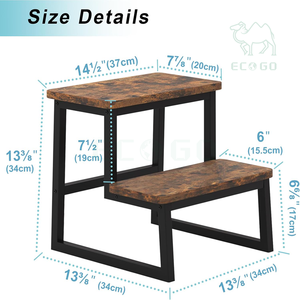 Banc en <span class=keywords><strong>bois</strong></span> à 2 niveaux chaise enfant en bas âge enfants cuisine étagère de rangement <span class=keywords><strong>escabeau</strong></span> avec cadre en métal - Product Image 2