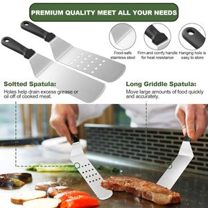 Thép không gỉ phẳng hàng đầu nướng phụ kiện Set nướng Spatula Set nướng ngoài trời công cụ Set 35 cái vỉ nướng phụ kiện Kit - Product Image 3