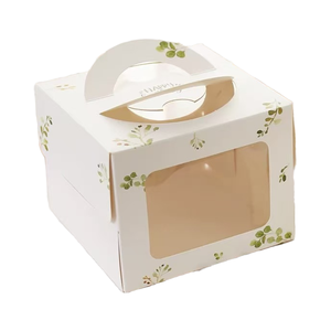 Boîte d'emballage pour gâteau d'anniversaire, style frais, recyclable, mini, 4 pouces, avec finition mate et gaufrage - Product Image 1