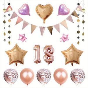 Ballons en latex or rose, ballons en feuille d'aluminium en forme de lettres et de chiffres, ensembles de bannières pour les décorations de fêtes d'anniversaire, de mariages et d'événements - Product Image 1