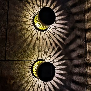 Lampe <span class=keywords><strong>murale</strong></span> solaire Mandala Tournesol, luminaire décoratif extérieur en <span class=keywords><strong>métal</strong></span>, idéal pour jardin, cour, terrasse, paysage, <span class=keywords><strong>décoration</strong></span> étanche et idyllique - Product Image 2