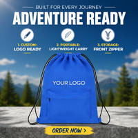 Sac à dos à cordon en tissu Oxford imperméable avec logo personnalisé, design léger et minimaliste pour le sport et les voyages en plein air