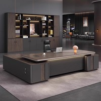 Bureau Patron de Luxe de Haute Qualité avec Design Simple et Moderne Grand Mobilier de Bureau du Président avec Armoires Latérales Modulaire pour Usage Domestique