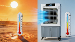 Refroidisseur d'air évaporatif portable 150W, ventilateur de refroidissement électrique <span class=keywords><strong>mobile</strong></span> d'extérieur avec réservoir d'eau de 45L pour le camping et la construction - Product Image 6
