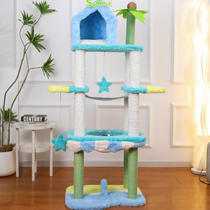 Nuova Collezione All'Ingrosso: Albero per Gatti in Velluto con Design a Tana, Struttura Verticale Tutto-in-Uno per Arrampicata Felina - Product Image 4
