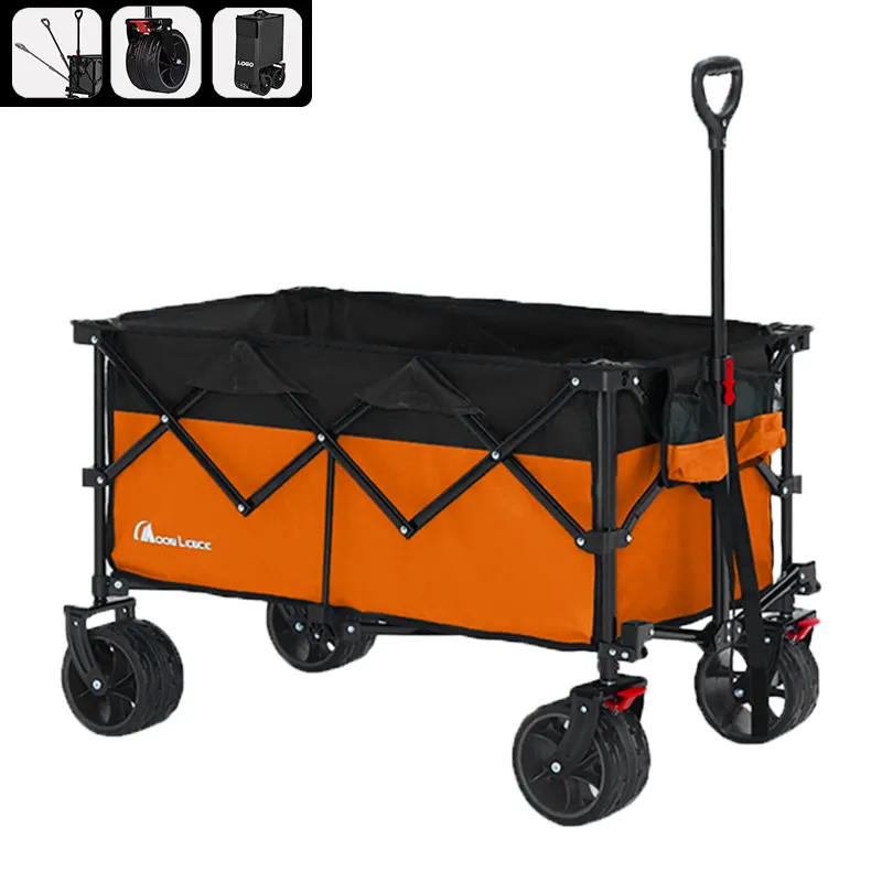 MoonLence Chariot robuste pour épicerie, extérieur, plage, jardinage, shopping, tout terrain, pliable