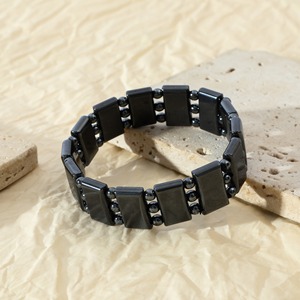 Pulsera de hematita para hombres, piedra de poder de hematita Natural, <span class=keywords><strong>salud</strong></span>, curación, cuentas, pulseras elásticas de la <span class=keywords><strong>suerte</strong></span>, regalo inspirador, joyería - Product Image 3