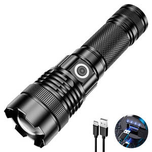 Aluminum Alloy <b>Flashlight</b> Led Rechargeable Zoomable Dimmable Outdoor <b>Torch</b> With Usb Cable - Product Image 1