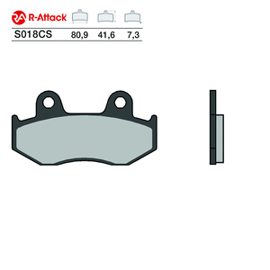 ผ้าเบรกมอเตอร์ไซค์ R-Attack S018CS ขนาด 80.9x41.6x7.3 มม. คาร์บอนเซรามิก ด้านหน้า ได้รับการรับรอง R90 - Product Image 1