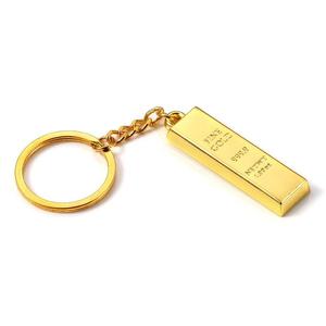 Personal isierte anfängliche leere vergoldete Bar Bullion Schlüssel anhänger benutzer definierte Logo Frauen Männer Goldbarren Schlüssel ring Metall Schlüssel anhänger - Product Image 1