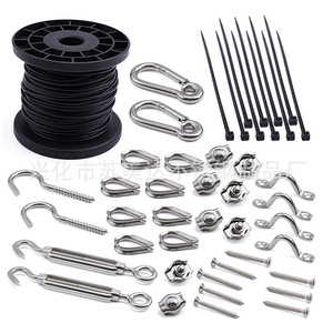 304 Stainless Steel Light Lifter Kit With <b>Hooks</b> Screws And Wire Rope <b>Clips</b> For Ceiling Lamp Installation - Product Image 3