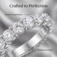 Bague éternelle complète en argent sterling 925 avec moissanite DVVS1, 2 mm/3 mm en option, bague empilable pour usage quotidien, cadeau d'anniversaire