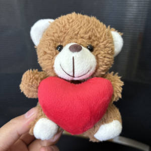 Boneka beruang Teddy berdiri 13cm dengan hati merah cinta Valentine gantungan kunci mewah gantungan kunci mainan mewah gantungan kunci Mini mewah - Product Image 6