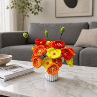 Kit Kerajinan Karangan Bunga Poppy DIY, Rangkaian Bunga Buatan Tangan dengan Pembersih Pipa untuk Dekorasi Taman Musim Panas, Rumah, Kantor, dan Centerpiece