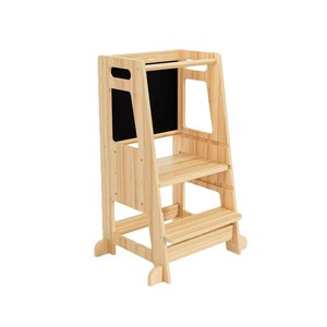 Torre de aprendizaje infantil de madera con pizarra, lavabo de pie y taburete portátil para bebés - Product Image 5